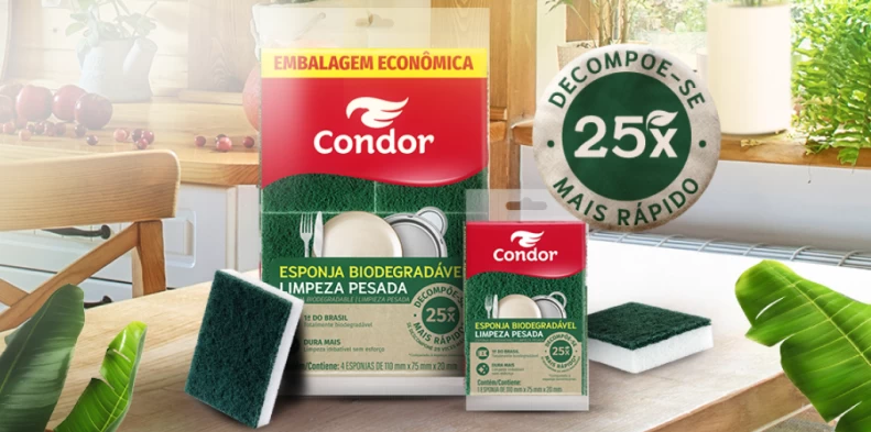 Condor lança a primeira esponja biodegradável do Brasil