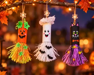 (Passo a Passo) Decoração Suspensa de Halloween com Rolos de Papel