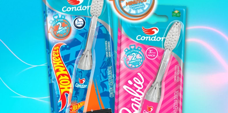 Condor amplia linha de higiene bucal com novas Escovas de "Led Barbie™ e Hot Wheels™