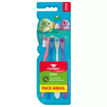 Escova Dental Condor Dino Macia Promocional 4 Unidades