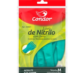 Luva de Nitrilo - Com forro - Anatômica - Texturizada na Palma dos Dedos